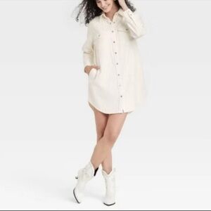 NWT Universal Thread Cream Off White Western Shirt Dress Size 1X